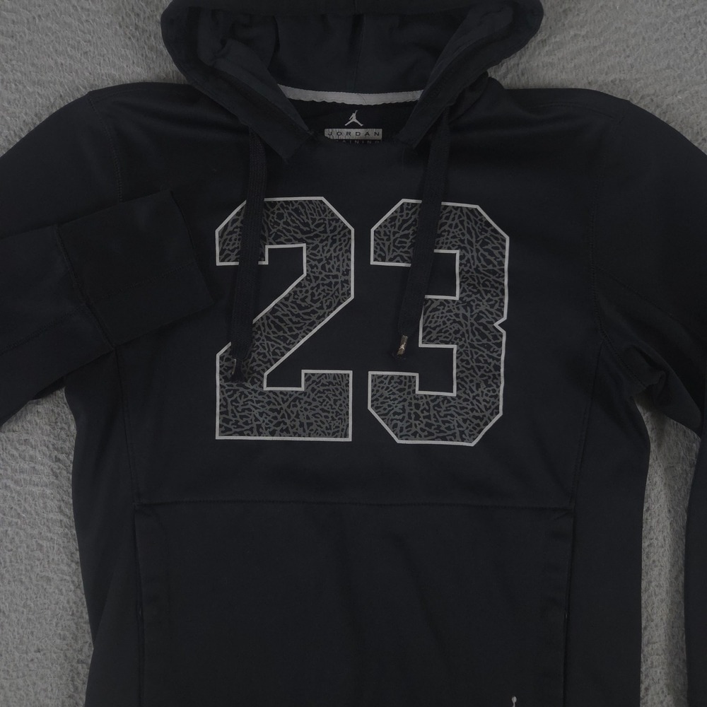 Jordan Hoodie Mens Small Black Dominate 23 Elephant Print Therma-Fit Pullover